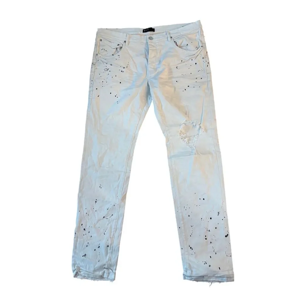 Purple P001 Optic White Paint Blowout Jeans Size 34/32 NWOT‎ size 40